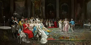 Society Life Collection: Dance at the Palace - Lucas Villaamil, Eugenio (1858-1919) - 1894 - Oil on canvas - 55x110 - Museo