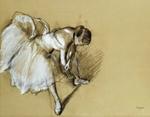 Degas Gallery: Dancer Adjusting her Shoe, c.1890 (pastel & charcoal on paper)