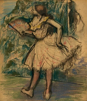 Edgar Degas Gallery: Dancer with a Fan, c.1890-95 (pastel and charcoal on buff-colored wove tracing paper)