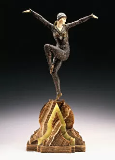 Dancer of Kapurthala, early 20th century (parcel-gilt, cold-painted bronze, ivory, brown and green onyx ba)