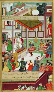 Dancing girls taken from Baz Bahadurs palace at Malwa, performing a Kathak dance before Akbar Dancing girls taken from Baz Bahadurs palace at Malwa, performing a Kathak dance before Akbar