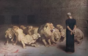 Gunning (after) King Gallery: Daniel in the lions den, Bibbys Annual, 1916-1917 (colour litho)