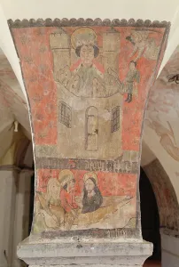 Sculptures Gallery: Daniel in the Lions Den, featuring below St Julian, his wife and Jesus Christ