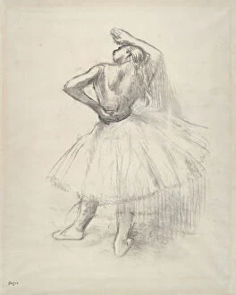 Danseuse debout, le bras droit leve, c.1891 (counterproof of drawing on paper)