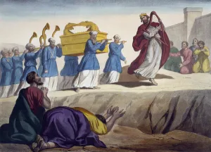 David escorting the Ark of the Covenant to Jerusalem, illustration from a catechism ' David escorting the Ark of the Covenant to Jerusalem, illustration from a catechism '