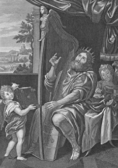 David playing on the Harp, Psalm 1 (engraving) David playing on the Harp, Psalm 1 (engraving)