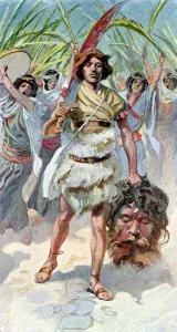 David takes head of Goliath to Jerusalem - Bible David takes head of Goliath to Jerusalem - Bible