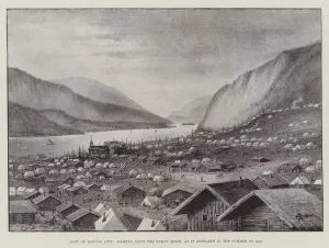 Part of Dawson City, looking down the Yukon River, as it appeared in the Summer of 1898 Part of Dawson City, looking down the Yukon River, as it appeared in the Summer of 1898