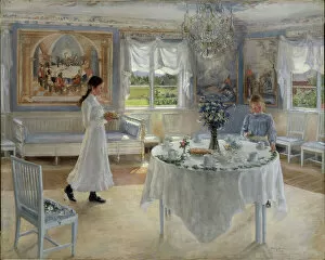 Crockery Gallery: A Name day - Brate, Fanny (1861-1940) - 1902 - Oil on canvas - 88x110 - Nationalmuseum