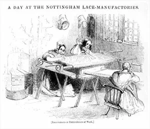 Manufacturer Gallery: A Day at the Nottingham Lace Manufacturers (engraving) (b / w photo)