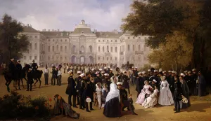 A day walk near the castle of Strelno in 1840 Painting by Adolphe Ladurner (1798-1856) A day walk near the castle of Strelno in 1840 Painting by Adolphe Ladurner (1798-1856)