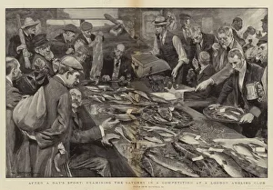 After a Day's Sport, examining the Catches in a Competition at a London Angling Club (litho) After a Day's Sport, examining the Catches in a Competition at a London Angling Club (litho)