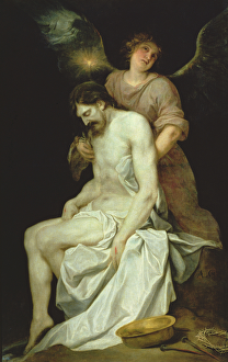 The dead Christ supported by an angel (oil on canvas) The dead Christ supported by an angel (oil on canvas)