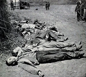 Dead Confederate soldiers ot General Ewell's Corps who attacked the Union lines at the Battle of Spotsylvania