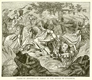 Death of Adolphus of Nassau in the Battle of Gollheim (engraving)