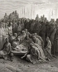 Flanders Gallery: Death of Baldwin I (1171-1205) the Latin King of Jerusalem, illustration from Bibliotheque