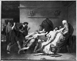 The Death of Cato of Utica (95-46 BC) 1797 (oil on canvas) (b / w photo)