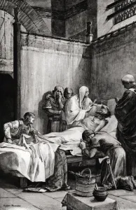 Death of Clovis I of the Franks in Paris on November 27th 511 - Death of Clovis - drawing Death of Clovis I of the Franks in Paris on November 27th 511 - Death of Clovis - drawing