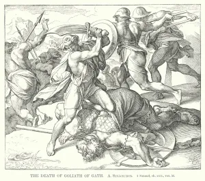The Death of Goliath of Gath, 1 Samuel, ch xvii, ver 51 (engraving) The Death of Goliath of Gath, 1 Samuel, ch xvii, ver 51 (engraving)
