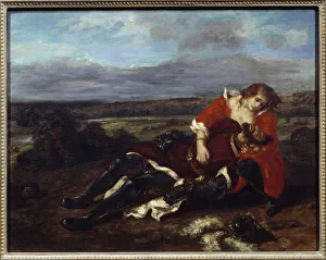 Painte Gallery: Death of Lara. Painting by Eugene Delacroix (1798-1863), 1848. Oil on canvas Coll. Part