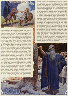 Death of Sigmund, and Odin in the Hall of King Volsung (colour litho) Death of Sigmund, and Odin in the Hall of King Volsung (colour litho)