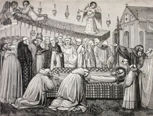 The death of St. Benedict of Nursia in the Abbey of Monte Cassino, from Military The death of St. Benedict of Nursia in the Abbey of Monte Cassino, from Military