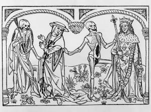 Death taking the Cardinal and the King, from the Danse Macabre, published Paris Death taking the Cardinal and the King, from the Danse Macabre, published Paris