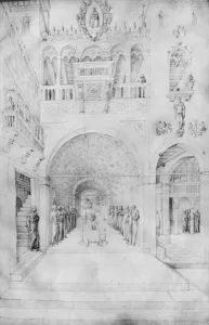 Death of the Virgin in the rich architecture of a Venetian palace, from the Jacopo Death of the Virgin in the rich architecture of a Venetian palace, from the Jacopo