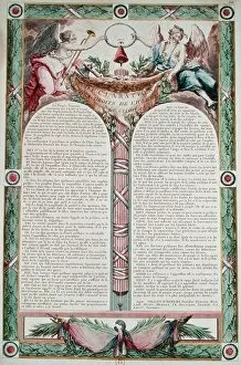 Declaration of the Rights of Man, 1793 (coloured engraving)