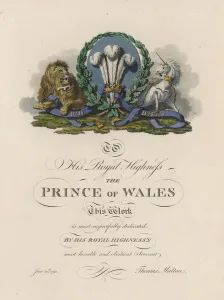 Dedication of a work by Thomas Walton to the Prince of Wales, 1792 (colour litho) Dedication of a work by Thomas Walton to the Prince of Wales, 1792 (colour litho)