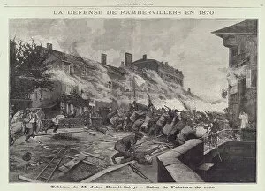 Franco Prussian War Gallery: The Defence of Rambervillers in 1870, painting by Jules Benoit-Levy depicting a scene from