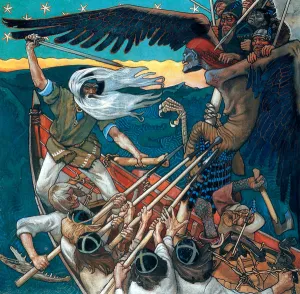 The Defence of the Sampo, 1896 (tempera on canvas) The Defence of the Sampo, 1896 (tempera on canvas)