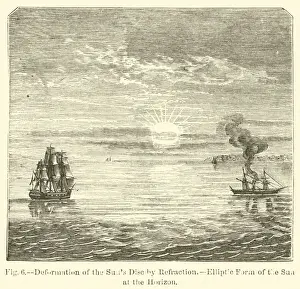 Deformation of the Sun's Disc by Refraction, Elliptic Form of the Sun at the Horizon (engraving) Deformation of the Sun's Disc by Refraction, Elliptic Form of the Sun at the Horizon (engraving)
