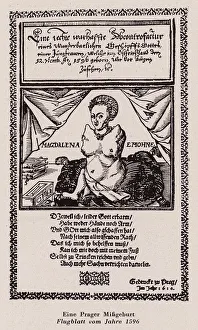 Medical Science Gallery: Deformed woman of Prague, 1596 (engraving)