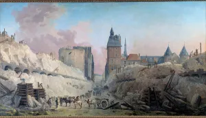 The demolition of the houses of the Pont au Change in 1788 Painting by Hubert Robert The demolition of the houses of the Pont au Change in 1788 Painting by Hubert Robert