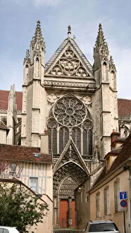 Images Dated 22nd June 2012: Depicting the south facade and rose window of the Catehdral of St Etienne, Auxerre