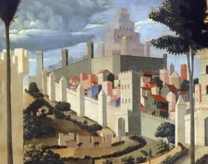 Deposition of Christ (Holy Trinity altarpiece), detail of the landscape with a view of Deposition of Christ (Holy Trinity altarpiece), detail of the landscape with a view of