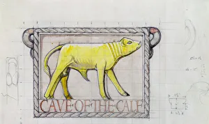 Design for bas relief of the Calf in the Cave of the Golden Calf (w/c and graphite on paper) Design for bas relief of the Calf in the Cave of the Golden Calf (w/c and graphite on paper)