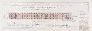 Design for the Houses of both sides of the intended Street to extend in a right line Design for the Houses of both sides of the intended Street to extend in a right line