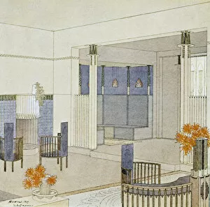 Frank Weston Benson Gallery: Design for a ladys sitting room, from Moderne Bauformen, 1909 (colour litho)