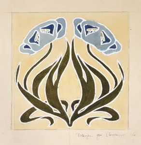 Design for a Minstrel Tile (pen with blue ink and watercolour Design for a Minstrel Tile (pen with blue ink and watercolour