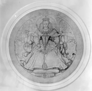 Design for the obverse of Queen Elizabeth Is Great Seal of Ireland, c.1584 (pen Design for the obverse of Queen Elizabeth Is Great Seal of Ireland, c.1584 (pen