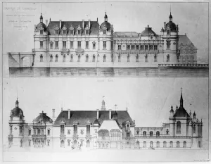 Design for the reconstruction of the north facade and the facade of the Petit Chateau of Design for the reconstruction of the north facade and the facade of the Petit Chateau of