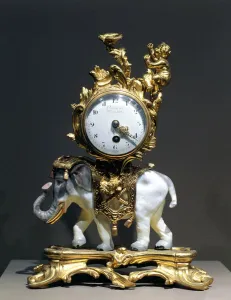 Desk clock (gilt bronze, porcelain, enamel & glass) Desk clock (gilt bronze, porcelain, enamel & glass)