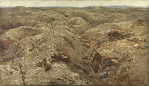 War & Military Scenes: 20th Century Gallery: Desolation - Trenches North of Lens, 1919 (oil on canvas)