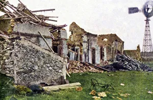 Destroyed buildings in Villeneuve-Lez-Charleville south of Reims during the Battle of Destroyed buildings in Villeneuve-Lez-Charleville south of Reims during the Battle of