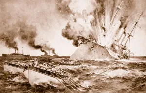 Destruction of the Dresden off Fernandez on March 14th 1915, 1914-19 (litho) Destruction of the Dresden off Fernandez on March 14th 1915, 1914-19 (litho)