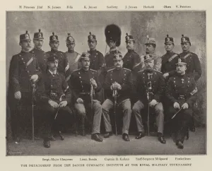 The detachment from the Danish Gymnastic Institute at The Royal Military Tournament (engraving) The detachment from the Danish Gymnastic Institute at The Royal Military Tournament (engraving)