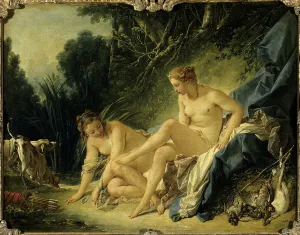 Diane leaving the bath Painting by Francois Boucher (1703-1770), 1742, Dim. 0.57 x 0.73 m Diane leaving the bath Painting by Francois Boucher (1703-1770), 1742, Dim. 0.57 x 0.73 m