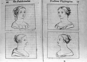 The different female profiles Page taken from 'Tractatus physiologicus de The different female profiles Page taken from 'Tractatus physiologicus de